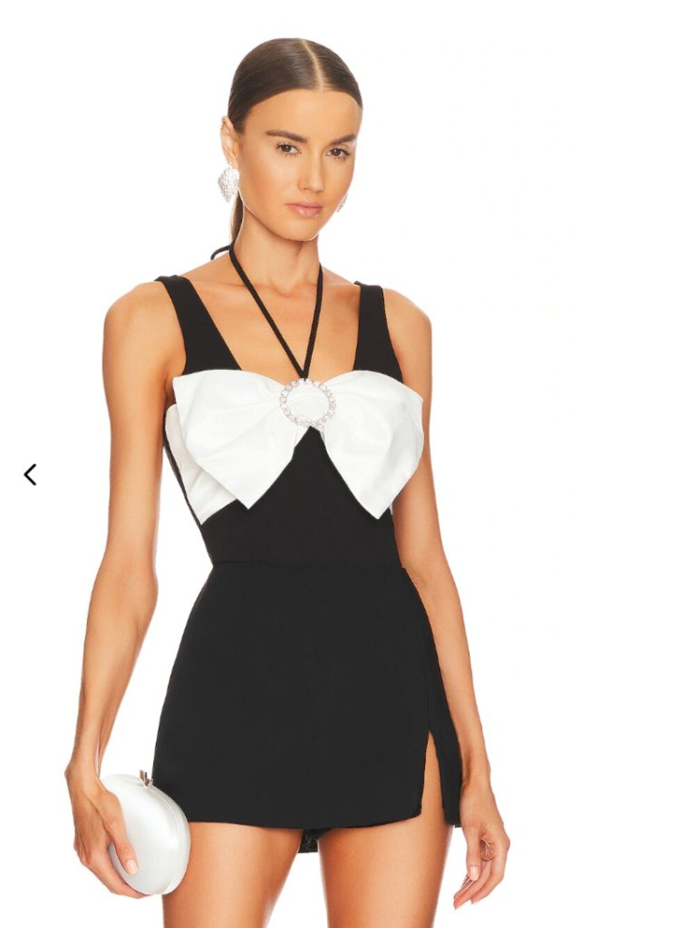 NBD Black & White Rhinestone Bow Bodysuit – Size Small – Brand New
